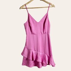 Express Pink Ruffle Hem Sleeveless V-Neck Mini Dress Size Small